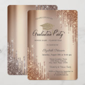 エレガントなグリッター ドリップス, 学士帽 卒業 招待状 (正面/裏面)