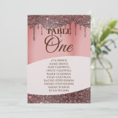 エレガントなグリッター ピンクの席次表 テーブル1 招待状 (スタンド正面)