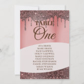 エレガントなグリッター ピンクの席次表 テーブル1 招待状 (裏面)