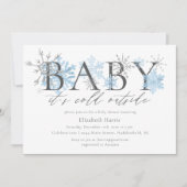 エレガントなグリッター ベイビー、それは外は寒い ベイビーシャワー 招待状 (正面)