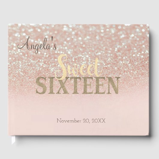 エレガントなグリッター ボケ オンブレ、スイート 16 ゲストブック (正面)