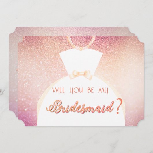 エレガントなグリッター ボケ, 花嫁 ドレス ブライズメイド カード (正面/裏面)