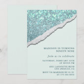 エレガントなグリッター 99歳の誕生日招待状 スパークル 招待状 (正面/裏面)