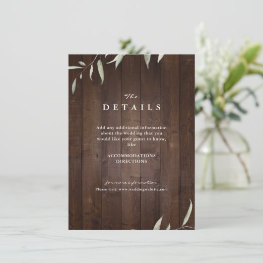 エレガントなグリーンが織りなす、木のぬくもりあるカントリー風のウェディングディテール エンクロージャーカード (スタンド正面)