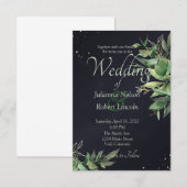 エレガントなグリーンが黒の結婚式招待状 招待状 (正面/裏面)