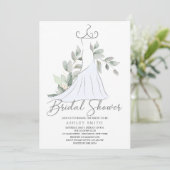 エレガントなグリーンとウェディングドレスのブライズシャワー 招待状 (スタンド正面)