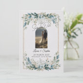 エレガントなグリーンとエメラルドのセーブ・ザ・デート招待状 セーブザデート (スタンド正面)