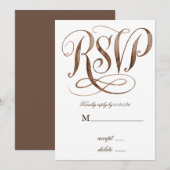 エレガントなグリーンとグレーの花束 ウェディング RSVP カード (正面/裏面)