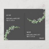 エレガントなグリーンとグレージュの葉のバーチャル ブライダル シャワー ポストカード (裏面)