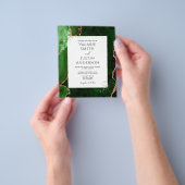 エレガントなグリーンとゴールドのアゲートストーン　低予算の結婚式 チラシ (手)