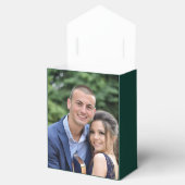 エレガントなグリーンとゴールドのウェディングサンクスフォト フェイバーボックス (オープン)