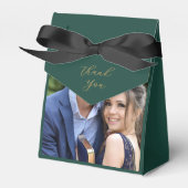 エレガントなグリーンとゴールドのウェディングサンクスフォト フェイバーボックス (正面サイド)