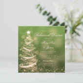 エレガントなグリーンとゴールドのクリスマス リハーサル ディナー 招待状 (スタンド正面)