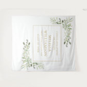 エレガントなグリーンとゴールドの卒業写真用背景 タペストリー (正面(横))