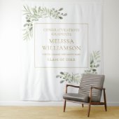 エレガントなグリーンとゴールドの卒業写真用背景 タペストリー (インサイチュ)