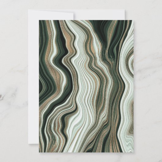 エレガントなグリーンとゴールドの大理石の結婚式 招待状 (裏面)