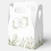 エレガントなグリーンとゴールドの幾何学模様のウェディング フェイバーボックス (オープン)