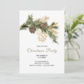 エレガントなグリーンとゴールドの水彩クリスマスパーティー 招待状 (スタンド正面)