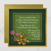 エレガントなグリーンとゴールドの50周年招待状 招待状 (正面/裏面)