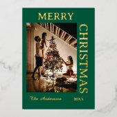 エレガントなグリーンとゴールド 箔シーズンカード (正面)