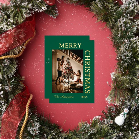 エレガントなグリーンとゴールド 箔シーズンカード (インサイチュ)