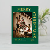 エレガントなグリーンとゴールド 箔シーズンカード (立ち正面)