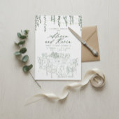 エレガントなグリーンとストリングライトのウェディングシャワー 招待状