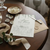 エレガントなグリーンとストリングライトのウェディングシャワー 招待状