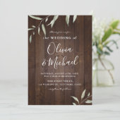 エレガントなグリーンとバーンウッドのカントリー風のルースチックウェディング 招待状 (スタンド正面)