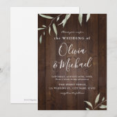 エレガントなグリーンとバーンウッドのカントリー風のルースチックウェディング 招待状 (正面/裏面)