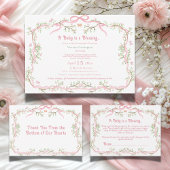 エレガントなグリーンとピンクの花 サンキューカード