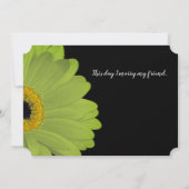 エレガントなグリーンとブラックのガーベラダイシーの結婚式 招待状 (裏面)