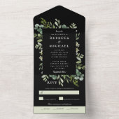 エレガントなグリーンとブラックの結婚式 オールインワン招待状 (内側)