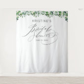 エレガントなグリーンとホワイトの花のブライダルシャワー タペストリー (正面)