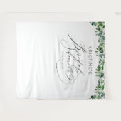 エレガントなグリーンとホワイトの花の ブライダルシャワー タペストリー (正面(横))