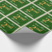 エレガントなグリーンと偽のゴールドの2歳の誕生日+名前 ラッピングペーパー (角)