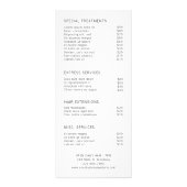 エレガントなグリーンと白の花のサロン料金表 ラックカード (裏面)