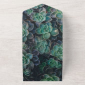 エレガントなグリーンと花のオールインワン結婚式招待状 オールインワン招待状 (外側)