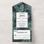 エレガントなグリーンと花のオールインワン結婚式招待状 オールインワン招待状 (内側)
