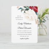 エレガントなグリーンと花のクリスマスウェディング 招待状 (スタンド正面)