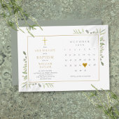 エレガントなグリーンと花の洗礼・キリスト洗礼 セーブザデート