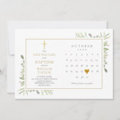 エレガントなグリーンと花の洗礼・キリスト洗礼 セーブザデート (正面)