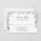 エレガントなグリーンと花の野生の花の結婚式 出欠カード (正面)