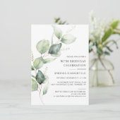 エレガントなグリーンのイウカリプタス 90歳の誕生日 招待状 (スタンド正面)