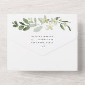 エレガントなグリーンのウェディング オールインワン招待状 (裏面)