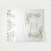 エレガントなグリーンのウェディング フォトブース 背景 タペストリー (正面(横))