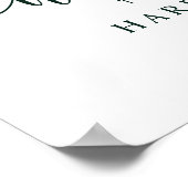 エレガントなグリーンのカリグラフィー写真 ウェディング ウェルカム ポスター (角)