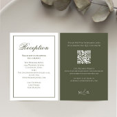 エレガントなグリーンのカリグラフィー受付 RSVP エンクロージャーカード