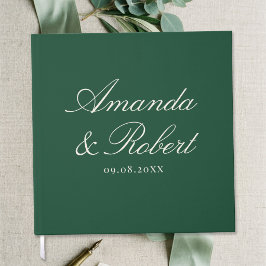 エレガントなグリーンのカリグラフィー結婚式 ゲストブック