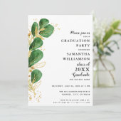 エレガントなグリーンのクラス 2025 卒業式 招待状 (スタンド正面)